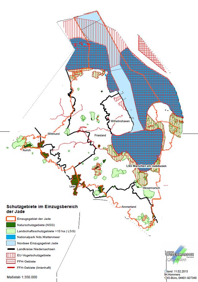 

Schutzgebiete im Einzugebereich der Jade  [Grafik: Landkreis Wesermarsch]